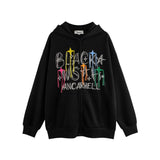 Men Hoodie Hip Hop Line Embroidered Letter Hooded Jacket