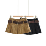 Women Skirt High Waist with Belt Pleated Skirt Tennis Skirt Skirt