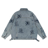 Men Denim Jacket Embroidery Denim Clothes Jacket Male Loose Lapels Patchwork Denim Jacket