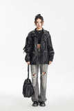 Unisex Jacket Autumn Crocodile Pattern Leather Coat Motorcycle Clothing Women's Clothing