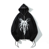 Men Hoodie Hooded Cardigan Sweater Men's Loose Long Sleeve Zipper Jacket