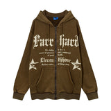 Men Fleece Lined Hoodie Washed Men's Loose Casual Letter Printed Hoodie Winter