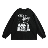 Men Hoodie Printed Crew Neck Sweatshirt Men's Loose Sports Autumn Top