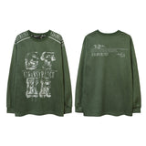 Men Long Sleeve Shirt Letter Printed round Neck Long Sleeve T-shirt Men Loose All-Matching Top