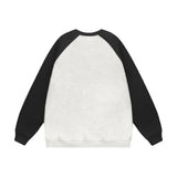 Men Hoodie Burger Bread Color-Block Crew Neck Sweatshirt Loose Pullover Top