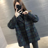 Plaid Trench Coat Autumn and Winter Loose High-Grade Outer Wear Plaid Wool Coat