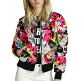 Graffiti Bomber Jacket Baseball Uniform Female Print