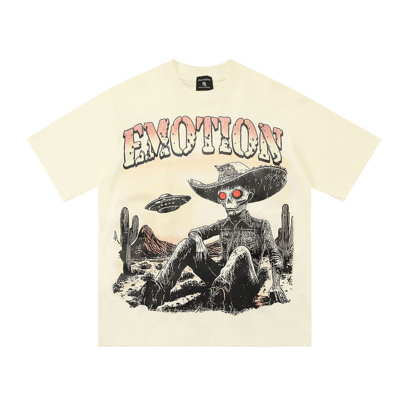 Mixed Emotion T-Shirt Alien~ Paleo Print Summer~~ Short Sleeve