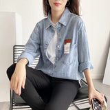 Women T-shirt Spring Autumn Blouse Loose Denim Jacket