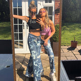 Women Cargo Pants Girls Wild Casual Printed Jeans