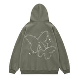 Men Hoodie Butterfly Printed Hoodie Men's Two-Way Zipper Cardigan Sweater Spring and Autumn