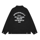 Men Denim Jacket Embroidered Letter Denim Jacket Men's Ins Loose Long Sleeve Jacket Top