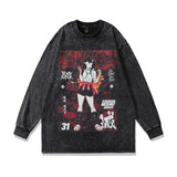 Men Long Sleeve Shirt Tkpa Harajuku Street Washed and Worn Long Sleeve T-shirt High Street Two-Dimensional Dark Anime Base Hoodie Men and Women Fashion