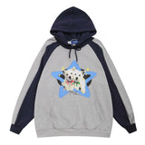 Men Hoodie Hooded Sweater Loose Casual Contrast Color Stitching