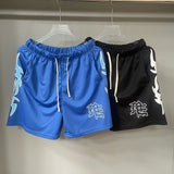 Mixed Emotion Shorts Flame Print Mesh Sports Quick-Drying Basketball Pants Mesh Pants