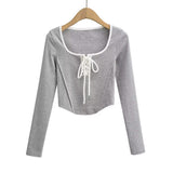 Women T-Shirt Retro Long-Sleeved T-shirt Autumn
