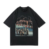Men T Shirt Short Sleeve T-shirt Washed and Worn Retro Hip Hop Leisure Sports