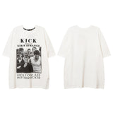 Men T Shirt Vintage Print Short Sleeves T-shirt Men and Women Couple Loose