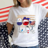 Women's Independence Day T Shirt round Neck Short Sleeve T-shirt Women's Top