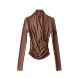 Women T-Shirt Large V-neck Long-Sleeved Top T-shirt Bottoming Shirt