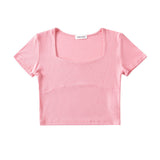 Women T-Shirt Short-Sleeved T-shirt Spring and Summer Solid Color Short Top