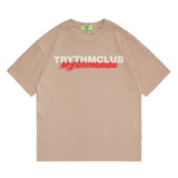 Men T Shirt High Street Print Worn Looking Washed-out Short Sleeve T-shirt Men and Women Loose