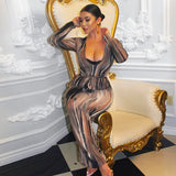 Women Desses Women's Clothing Fall V-neck Sexy Dress Printing