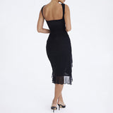 Women Desses round Neck Sleeveless Mesh Stitching Dress