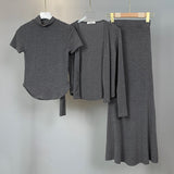Women Long Sleeve Shirt Long Sleeve Cardigan Jacket Fishtail Skirt