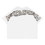 Mixed Emotion T-Shirt Blutosatire Boxy Crew Neck Loose Short Sleeve