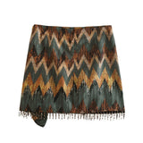 Women Skirt Summer Beaded Print Skirt