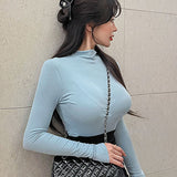 Women Long Sleeve Shirt Slim Fit Autumn and Winter