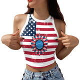 National Flag Day T Shirts Summer Printed Cropped Top