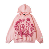Men Hoodie Line Figure Printed Hoodie Loose Autumn and Winter Pullover Hoodie