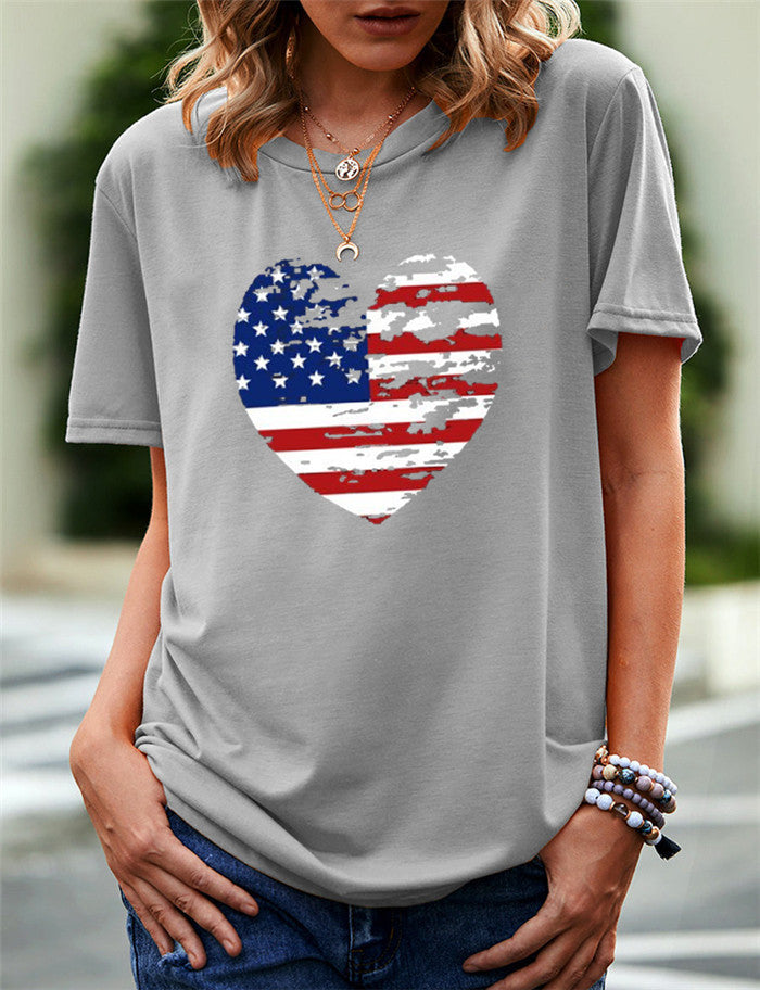 Women's Independence Day T Shirt Pattern Printed Short-Sleeved T-shirt