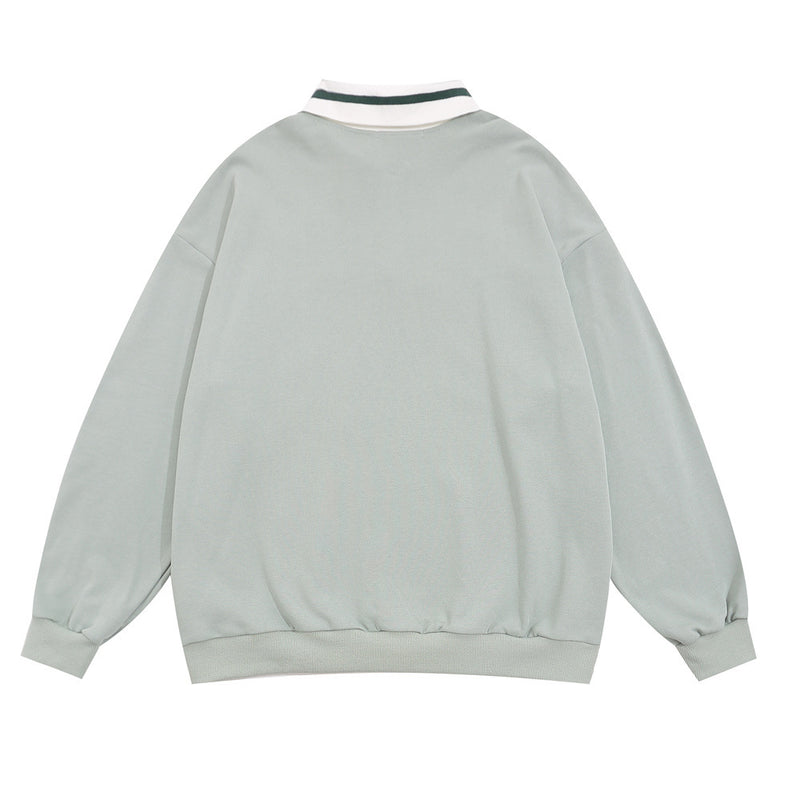 Men Hoodie Letter Printed Polo Shirt Sweater Men's Spring and Autumn Long Sleeve Lapel