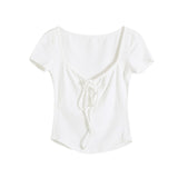 Women T-Shirt Short-Sleeved T-shirt Women's Short Slim High Waist Top