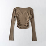 Women T-Shirt Women's Sexy Long Sleeve T-shirt Flare Sleeve Underwear Blouse Top