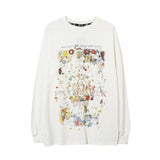 Men Long Sleeve Shirt T-shirt Long Sleeve Floral Print Loose Hiphop Bottoming Shirt for Men and Women
