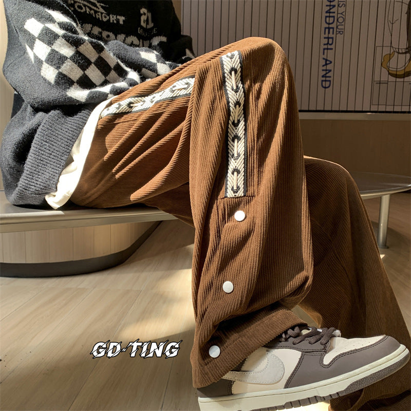 Men Sweatpants Corduroy Pants Loose Vintage