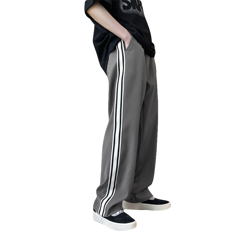Men Sweatpants Striped Casual Pants Loose Drooping Straight-Leg Pants