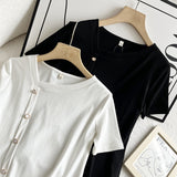 Women T-Shirt T-shirt Slimming Short-Sleeved Bottoming Shirt Top
