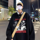 Men Hoodie Vintage Sweater Men's Autumn Hiphop Couple Casual round Neck