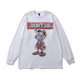 Men Long Sleeve Shirt Vintage Floral Print Long Sleeves T-shirt Men's Ins Country Loose Hiphop