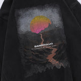Men Hoodie Printed Hoodie Men's Loose Long-Sleeved Washed Pullover