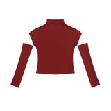 Women T-shirt Short T-shirt Women's High Street Slim Spring Half Turtleneck