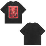 Men T Shirt Retro Washed Loose Half Sleeve Fashion Brand Hiphop Short Sleeve