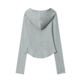 Women Long Sleeve T-shirt Hooded Cardigan T-shirt Girls' Autumn Long Sleeve Coat