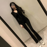 Women Long Sleeve Shirt Sports Style Cropped Hoodie Casual Pants Autumn