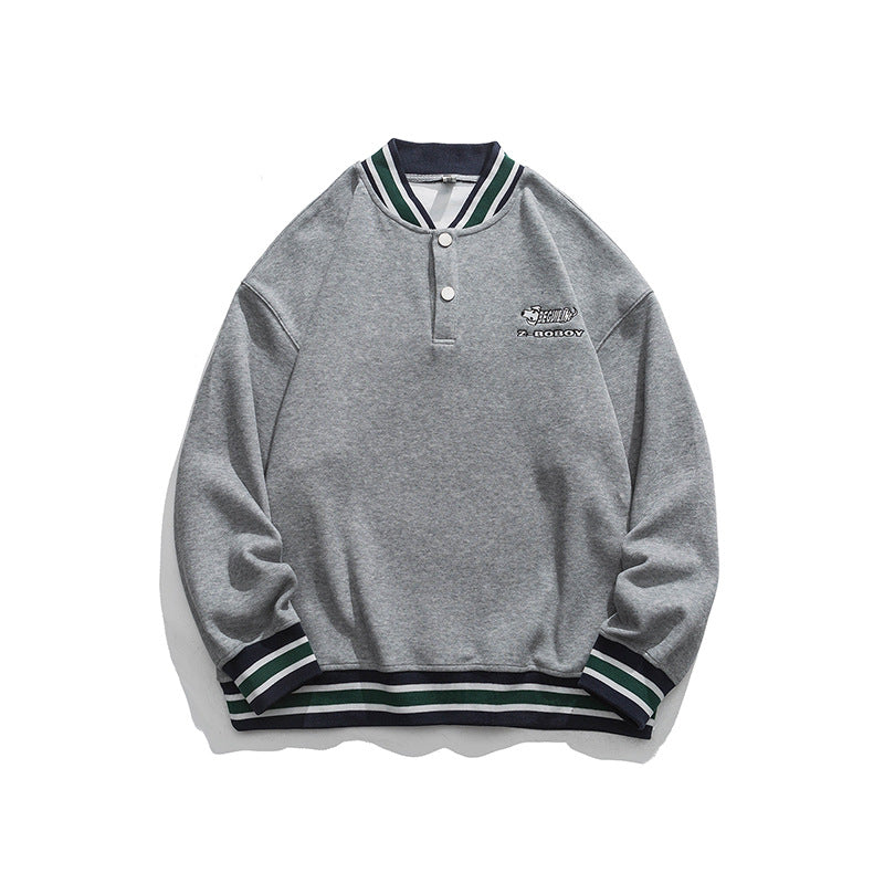 Men Hoodie Sweater Men's Autumn Loose Fashion Brand Baseball Collar Coat